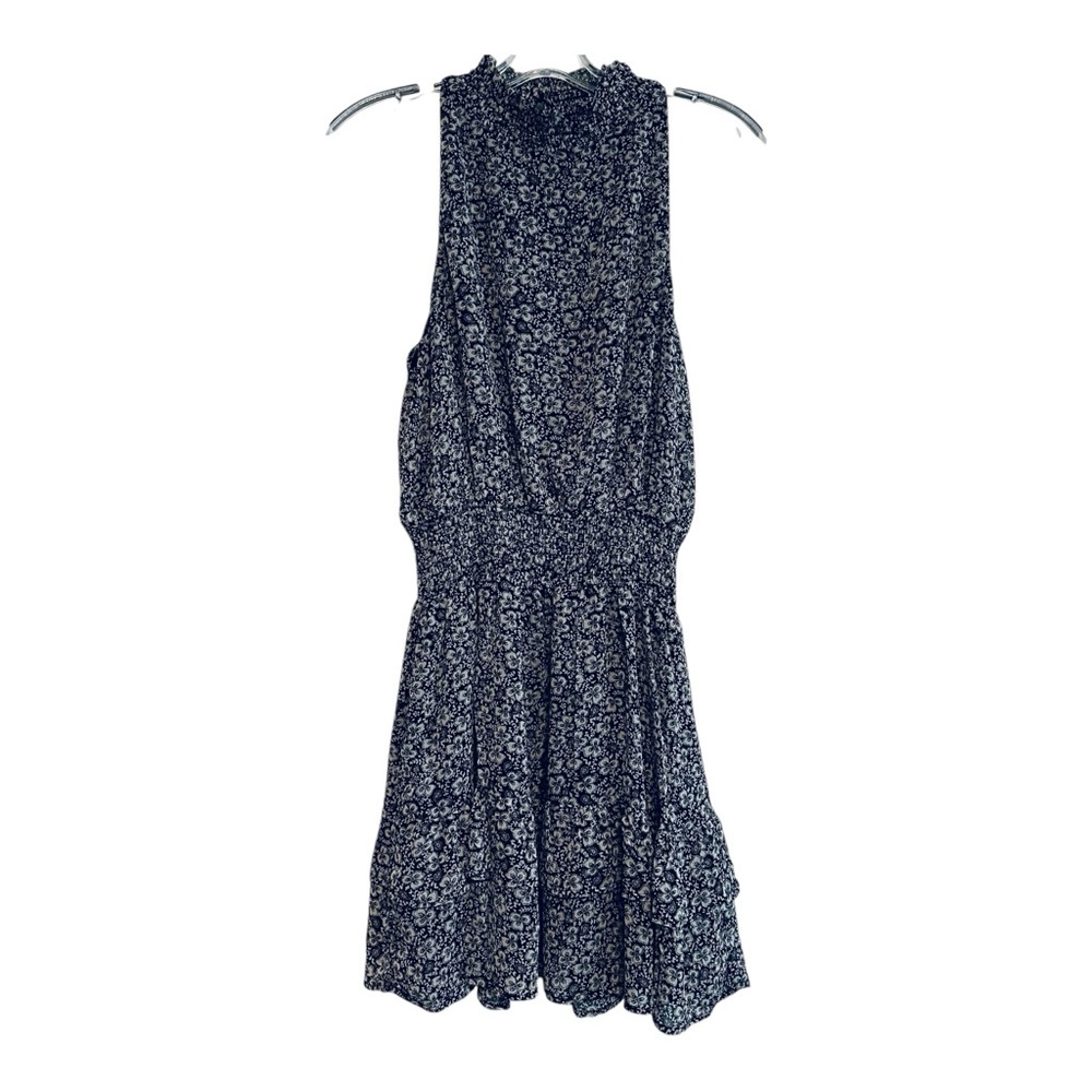 Navy Floral Sleeveless Mini Dress - Elegant Summer Staple